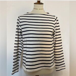 Uniqlo Black and White Striped Boatneck Long Sleeve Top M